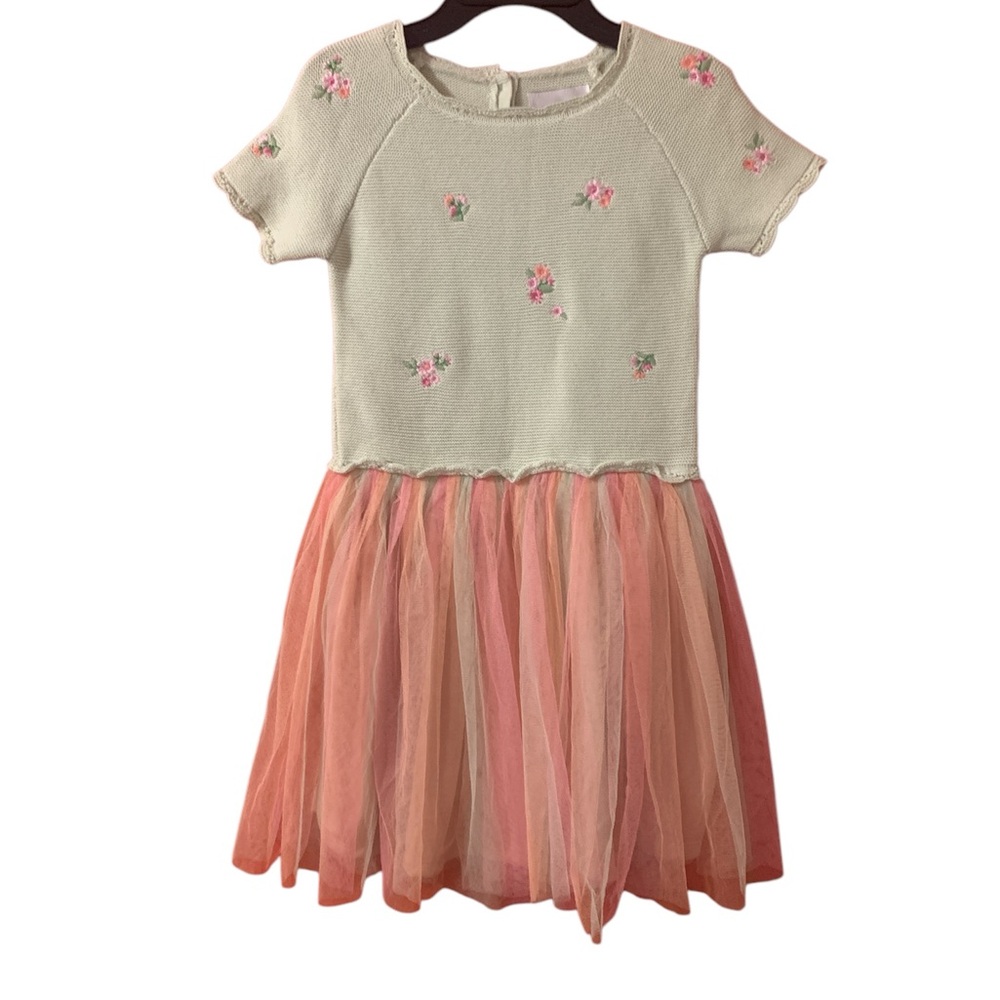 Rare Editions Floral Knit and Tulle Kids Dress 6